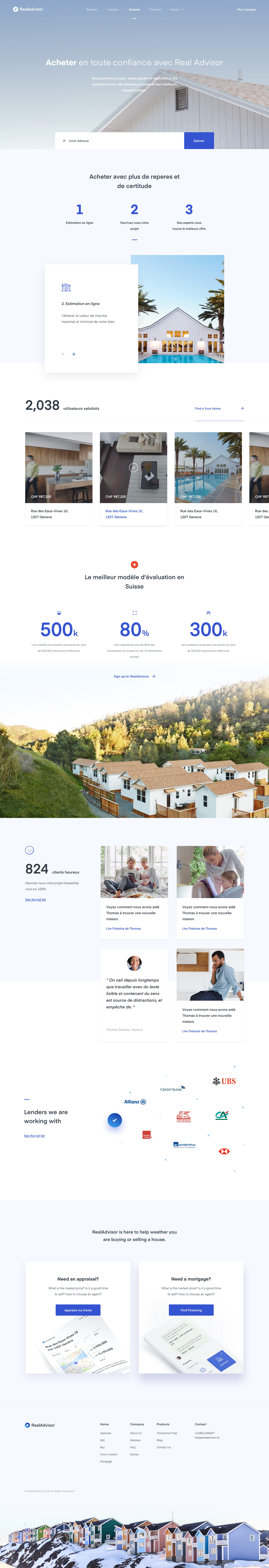 Real Advisor real estate platform - additional page design with trust signals