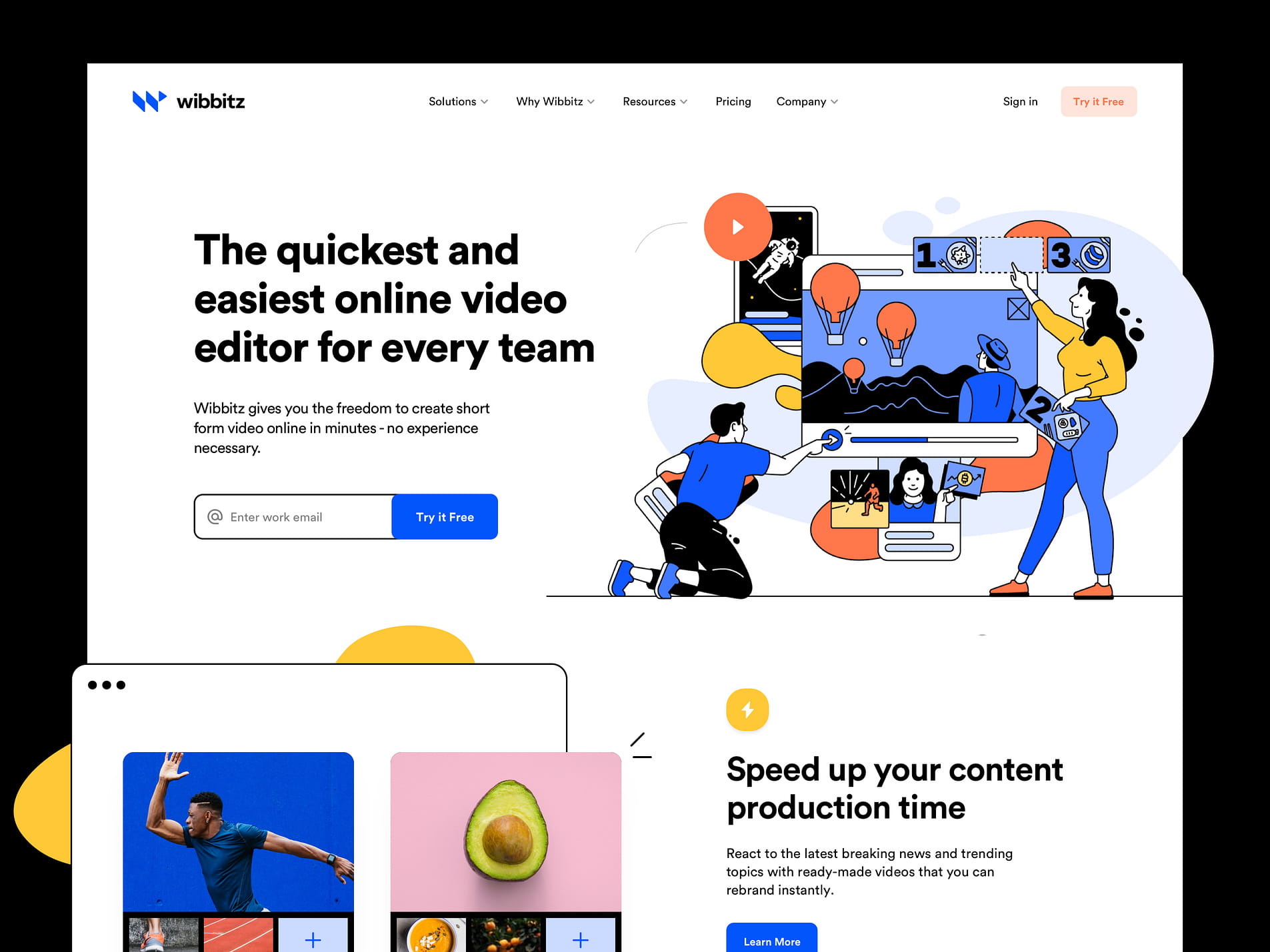 Wibbitz video platform - features and product overview section design